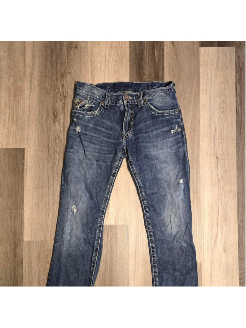 Silver Jeans Nash Straight TAG 33x34 ACTUAL 33x32 (Altered) Well Worn Denim #dis
